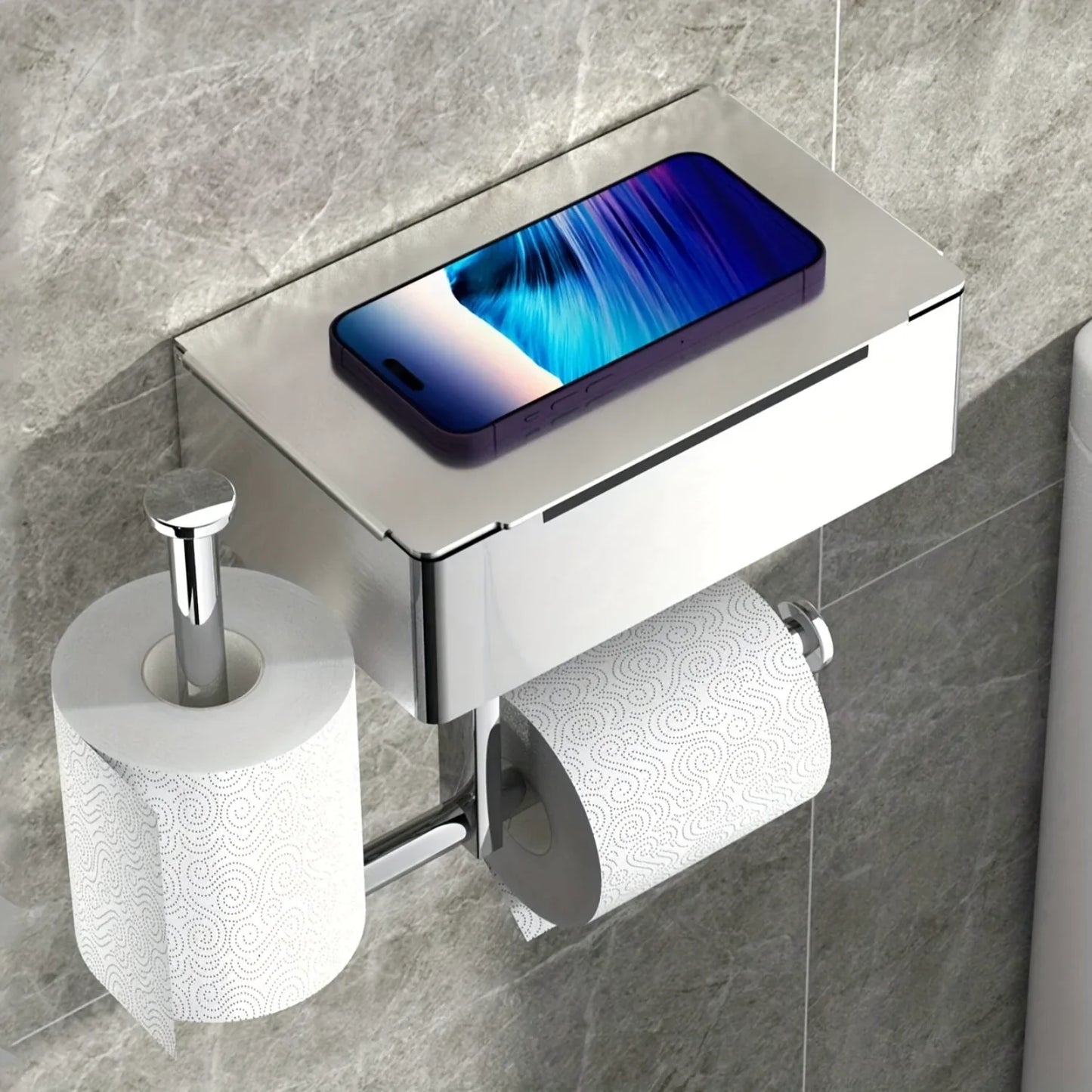 Edelstahl Badezimmer Toilettenpapierhalter mit Telefonablage