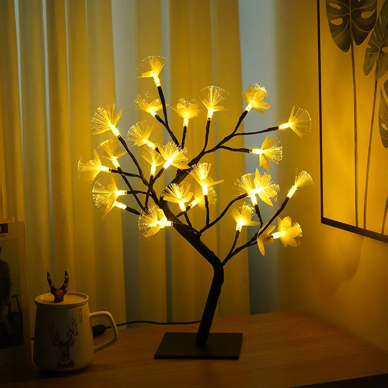 Tischlampe aus Blumenbaum mit Glasfaser - Weiß