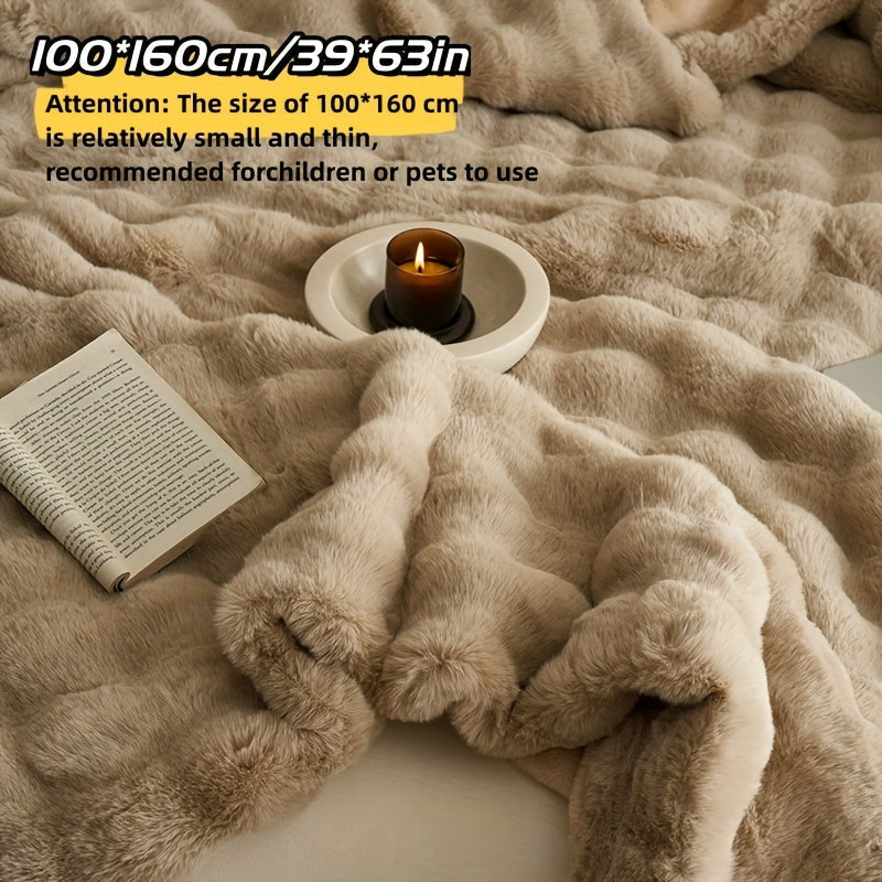 Garduru Fleece-Decke aus Faux Kaninchenfell – Weich, Warm & Vielseitig für Alle Jahreszeiten