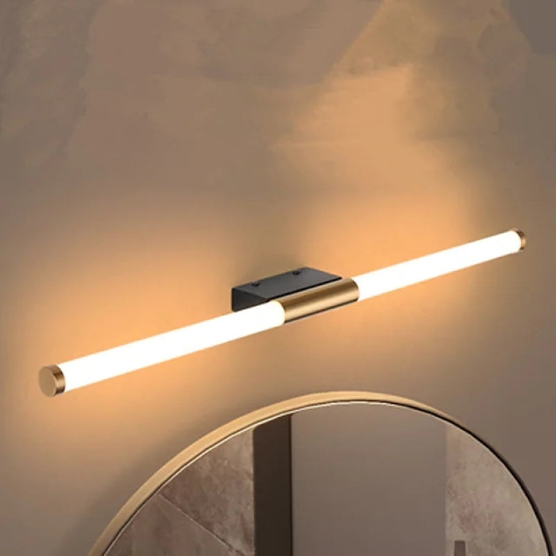 Leigh Einfache moderne lineare LED-Wandleuchte aus weißgoldenem Schlafzimmermetall