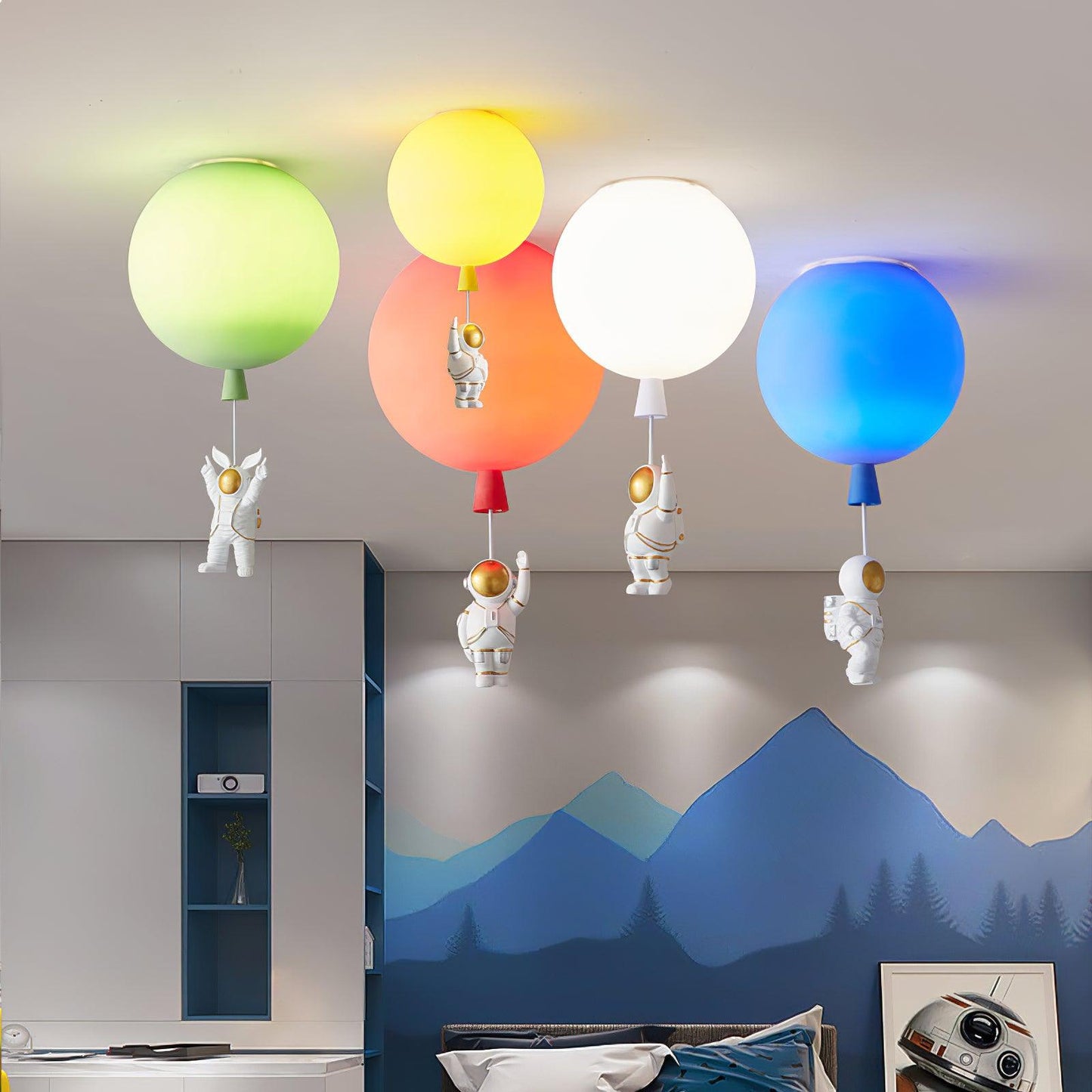 Garduru Moderne Mond & Astronaut LED Deckenleuchte – Verspielt Weltraum-Themenlampe
