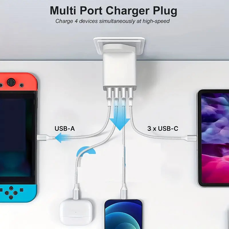 4-Port USB Schnellladegerät - UK Stecker