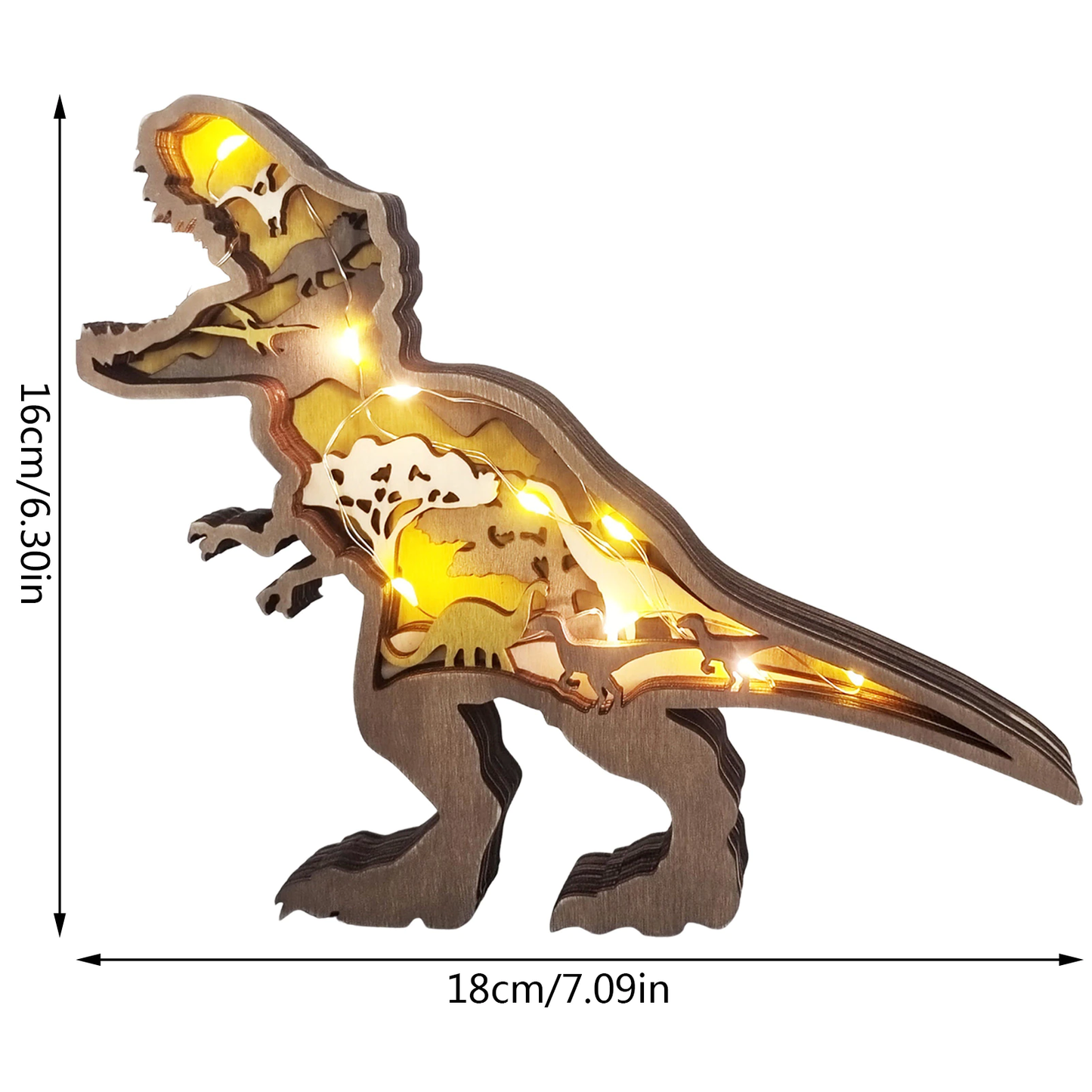 3D Holz geschnitzte Dinosaurierornamente