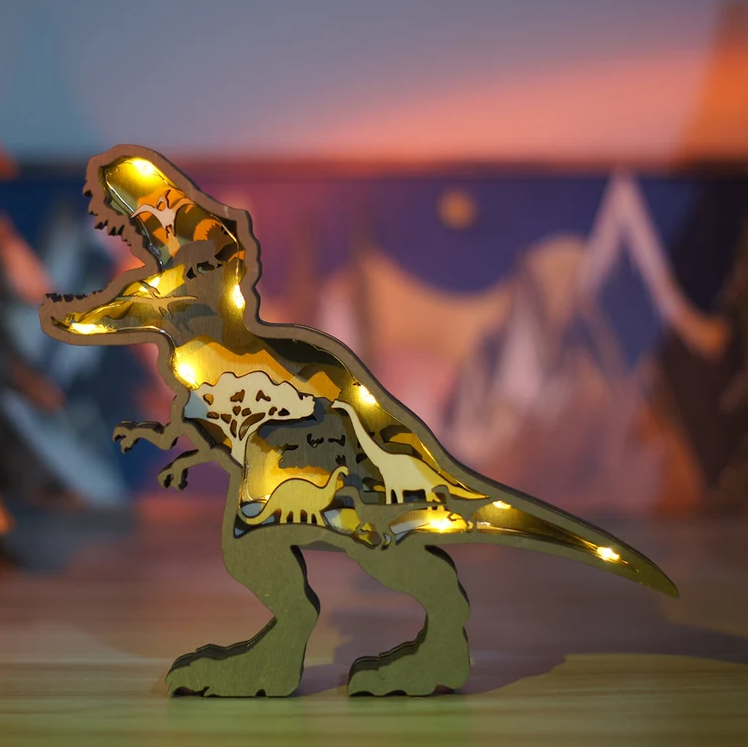 3D Holz geschnitzte Dinosaurierornamente