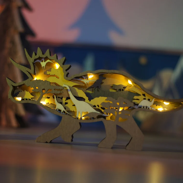 3D Holz geschnitzte Dinosaurierornamente
