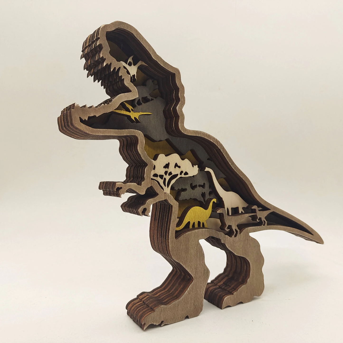 3D Holz geschnitzte Dinosaurierornamente