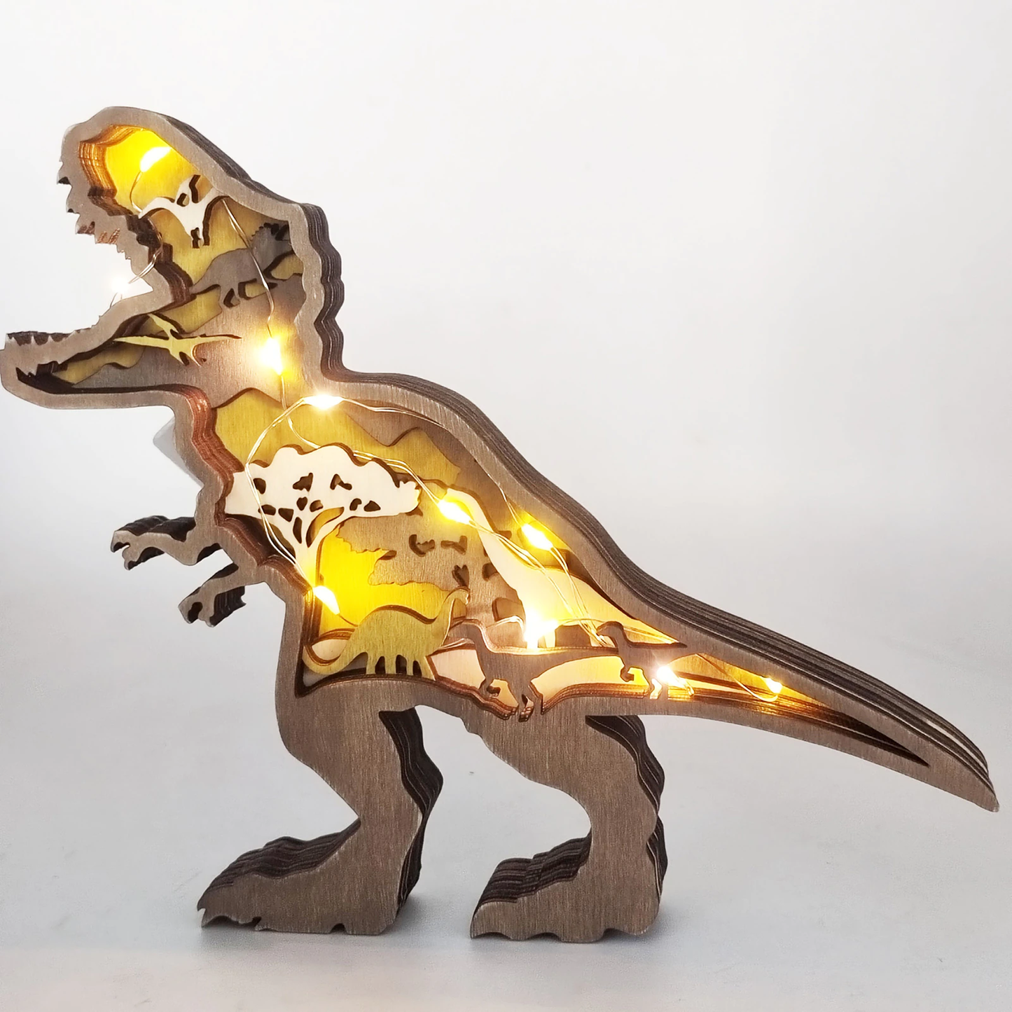 3D Holz geschnitzte Dinosaurierornamente