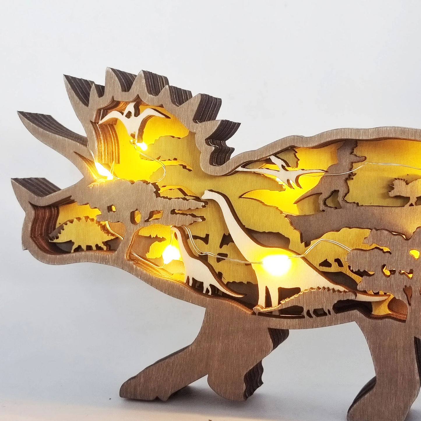 3D Holz geschnitzte Dinosaurierornamente
