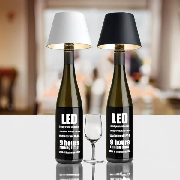 VinAura – Luxus Tischlampe mit wiederaufladbarem LED und einzigartiger Flaschenhalterung