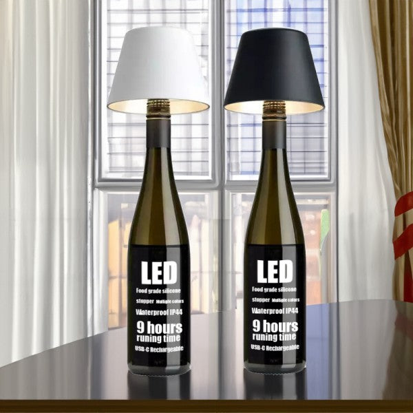 VinAura – Luxus Tischlampe mit wiederaufladbarem LED und einzigartiger Flaschenhalterung