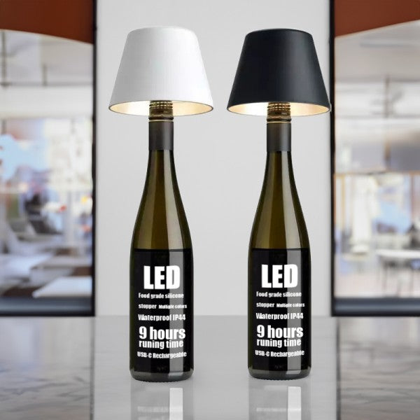 VinAura – Luxus Tischlampe mit wiederaufladbarem LED und einzigartiger Flaschenhalterung