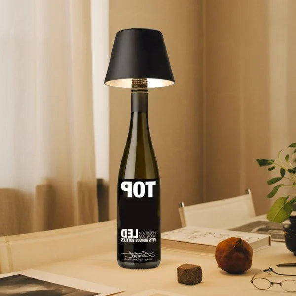VinAura – Luxus Tischlampe mit wiederaufladbarem LED und einzigartiger Flaschenhalterung