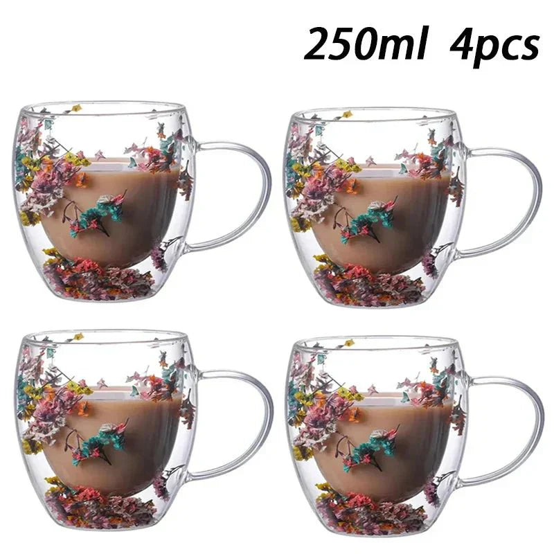 Tasse Glas mit Doppelte Wand Floral - BloomGlass