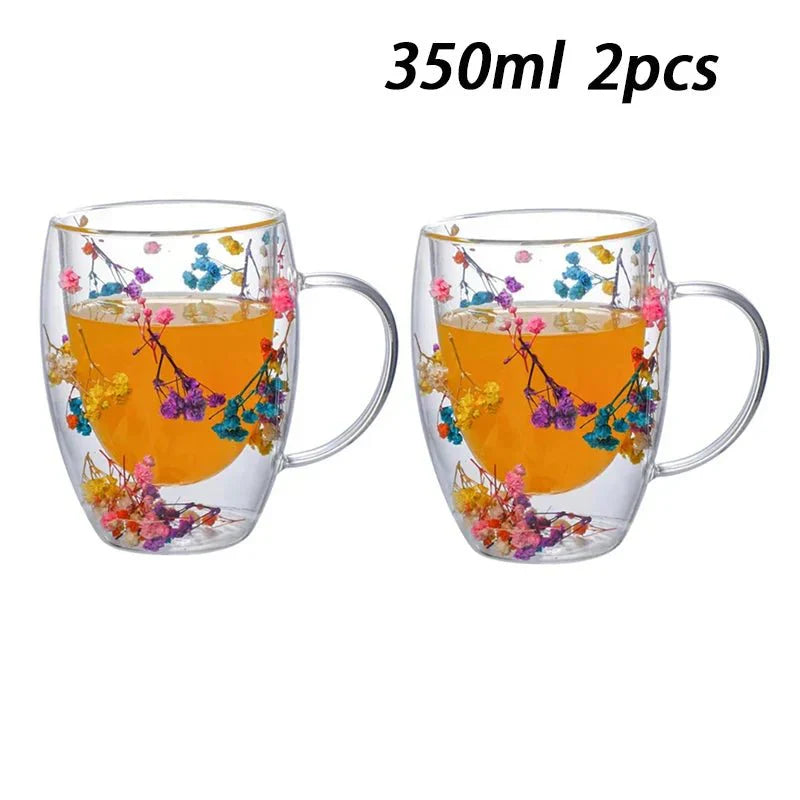 Tasse Glas mit Doppelte Wand Floral - BloomGlass