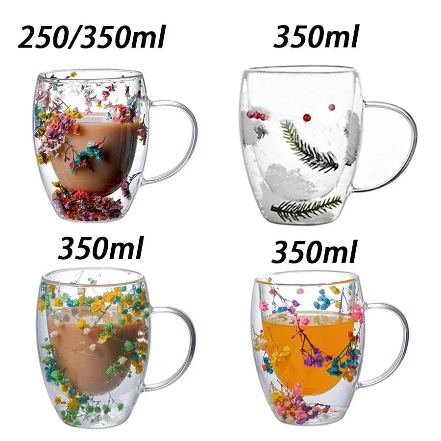 Tasse Glas mit Doppelte Wand Floral - BloomGlass