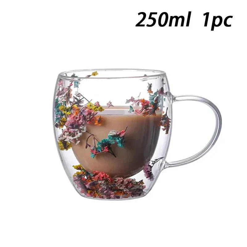 Tasse Glas mit Doppelte Wand Floral - BloomGlass