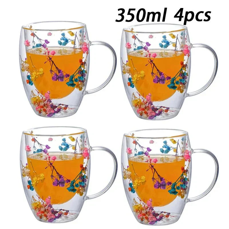 Tasse Glas mit Doppelte Wand Floral - BloomGlass