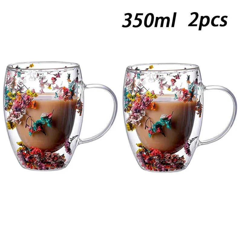 Tasse Glas mit Doppelte Wand Floral - BloomGlass