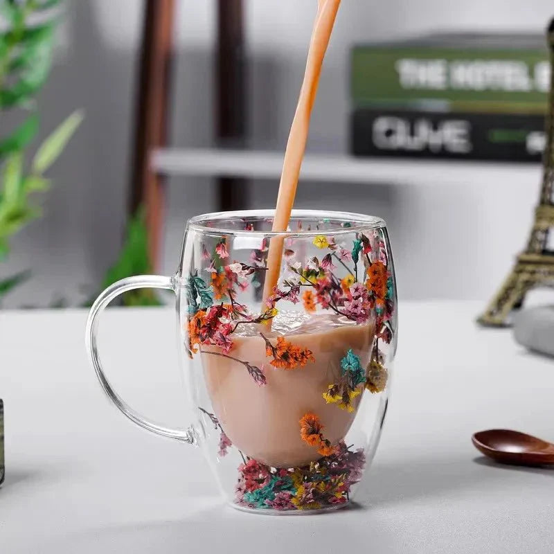 Tasse Glas mit Doppelte Wand Floral - BloomGlass