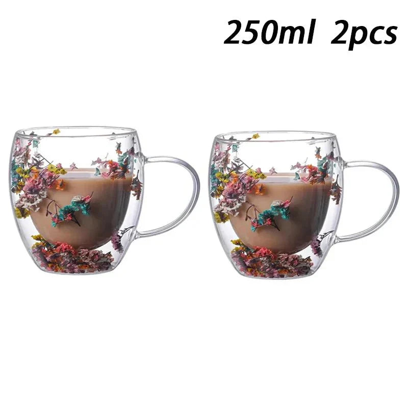 Tasse Glas mit Doppelte Wand Floral - BloomGlass