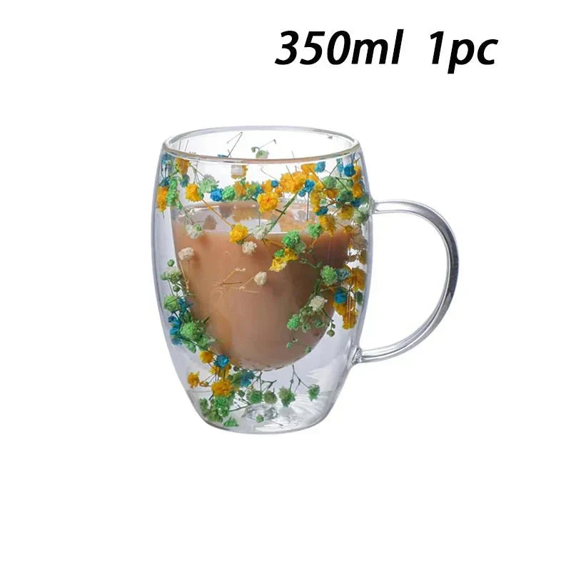 Tasse Glas mit Doppelte Wand Floral - BloomGlass