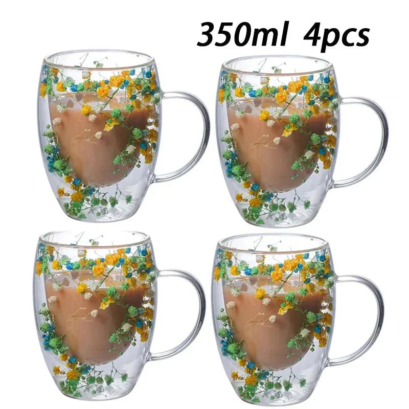 Tasse Glas mit Doppelte Wand Floral - BloomGlass