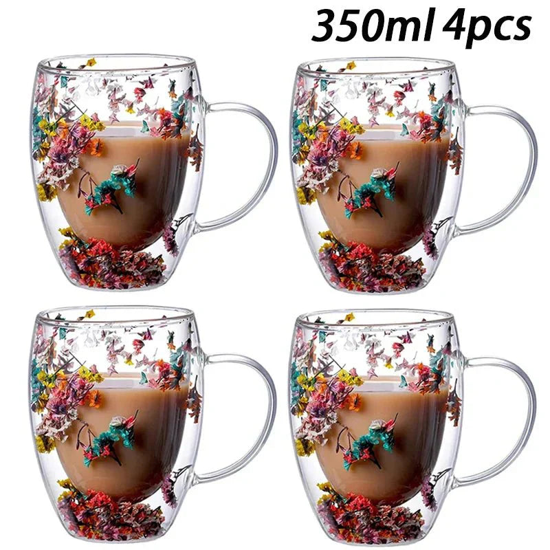 Tasse Glas mit Doppelte Wand Floral - BloomGlass