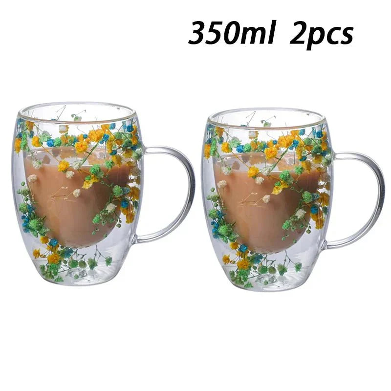Tasse Glas mit Doppelte Wand Floral - BloomGlass