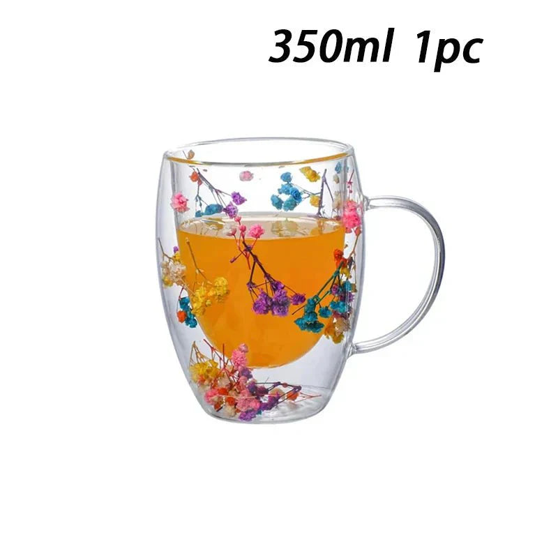 Tasse Glas mit Doppelte Wand Floral - BloomGlass