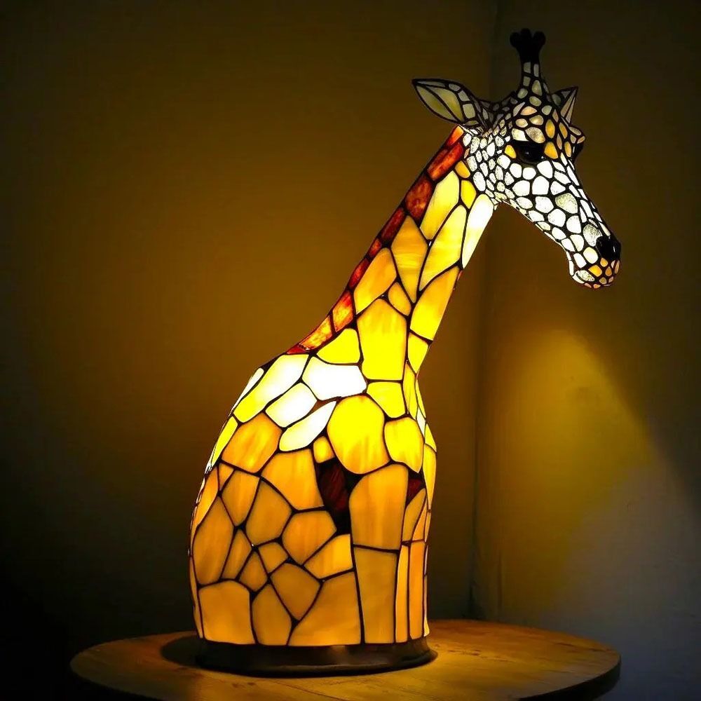 Bleiglasstil Tierlampen (7 Optionen) Bär Panda Elch Schwein Giraffe Kaninchen Waschbär