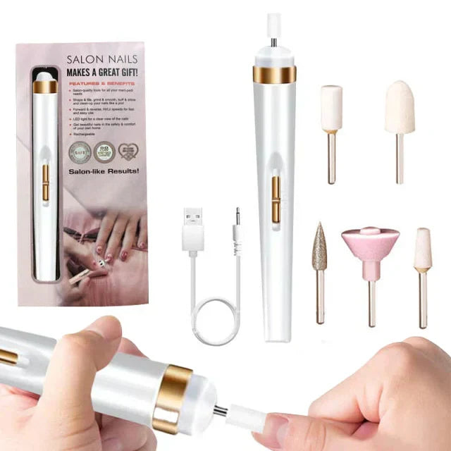 5-in-1 Wiederaufladbare Elektrische Nagelfeile – Tragbares Maniküre- & Pediküre-Werkzeug mit LED-Licht