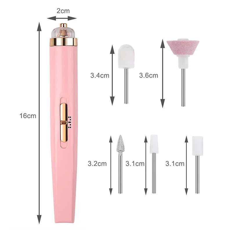 5-in-1 Elektrisches Nagelpflegegerät – Tragbares Maniküre-Tool mit LED-Licht