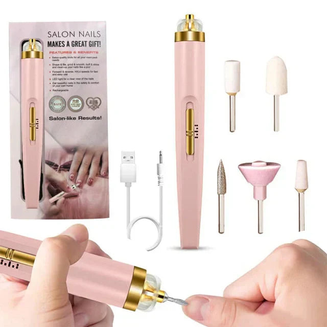 5-in-1 Wiederaufladbare Elektrische Nagelfeile – Tragbares Maniküre- & Pediküre-Werkzeug mit LED-Licht