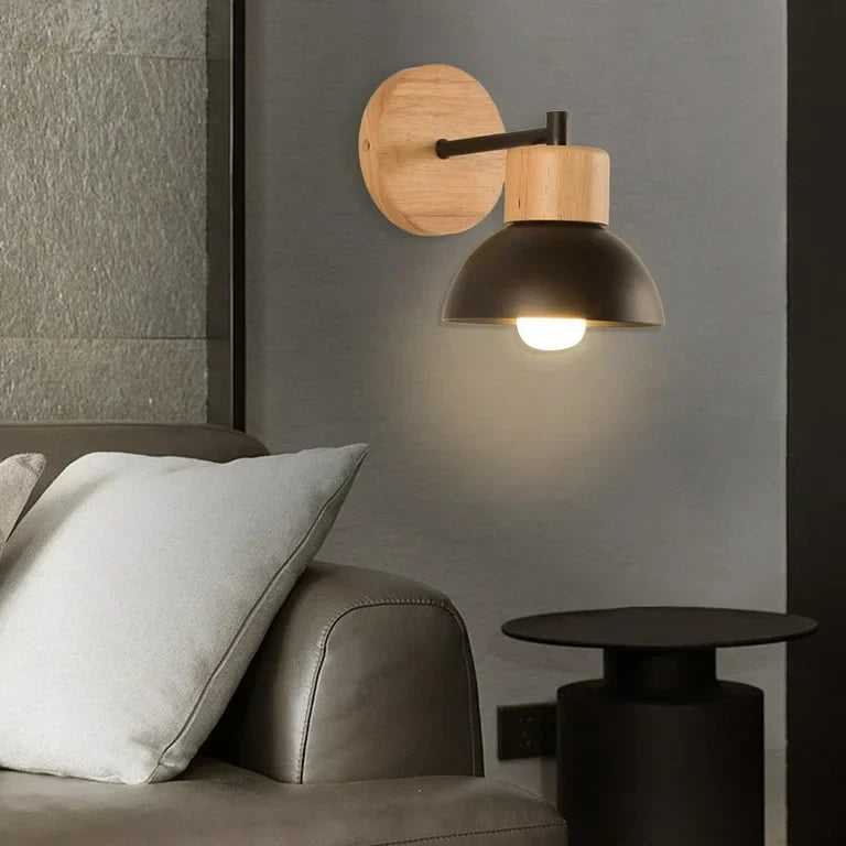Nordic LED Wandleuchte mit Holzfuß – Elegante Eisen Wandlampe für Haus und Büroun 쓰기
