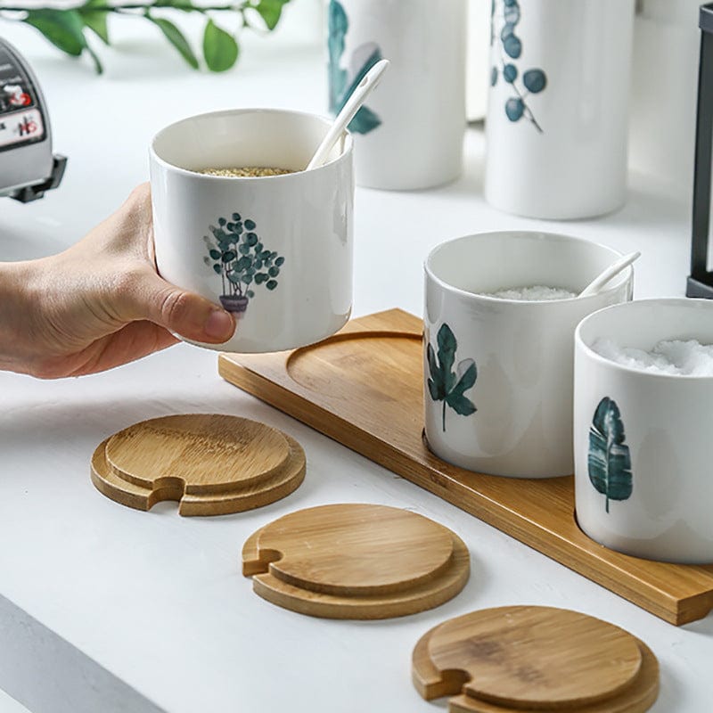 Dreiteiliges Keramik-Gewürzglas mit Deckel