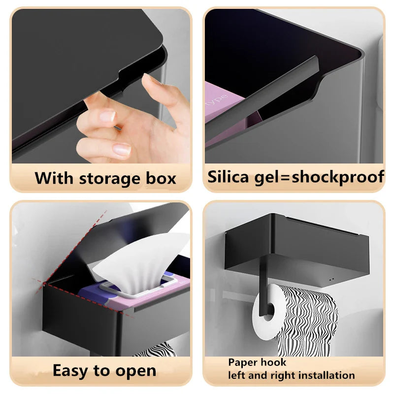 Edelstahl Badezimmer Toilettenpapierrollenhalter mit Telefonablage