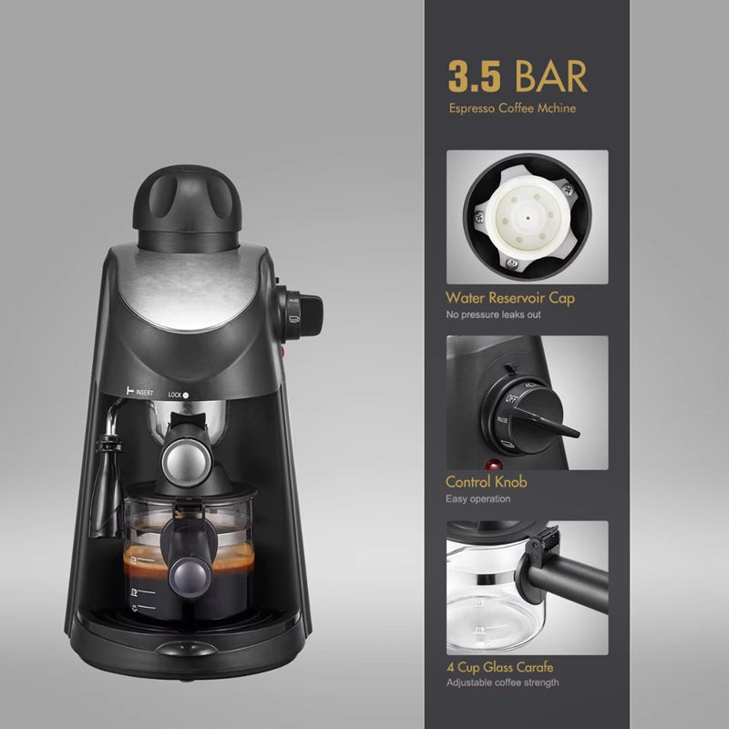 3.5 Bar Espressomaschine mit integriertem Dampfstab