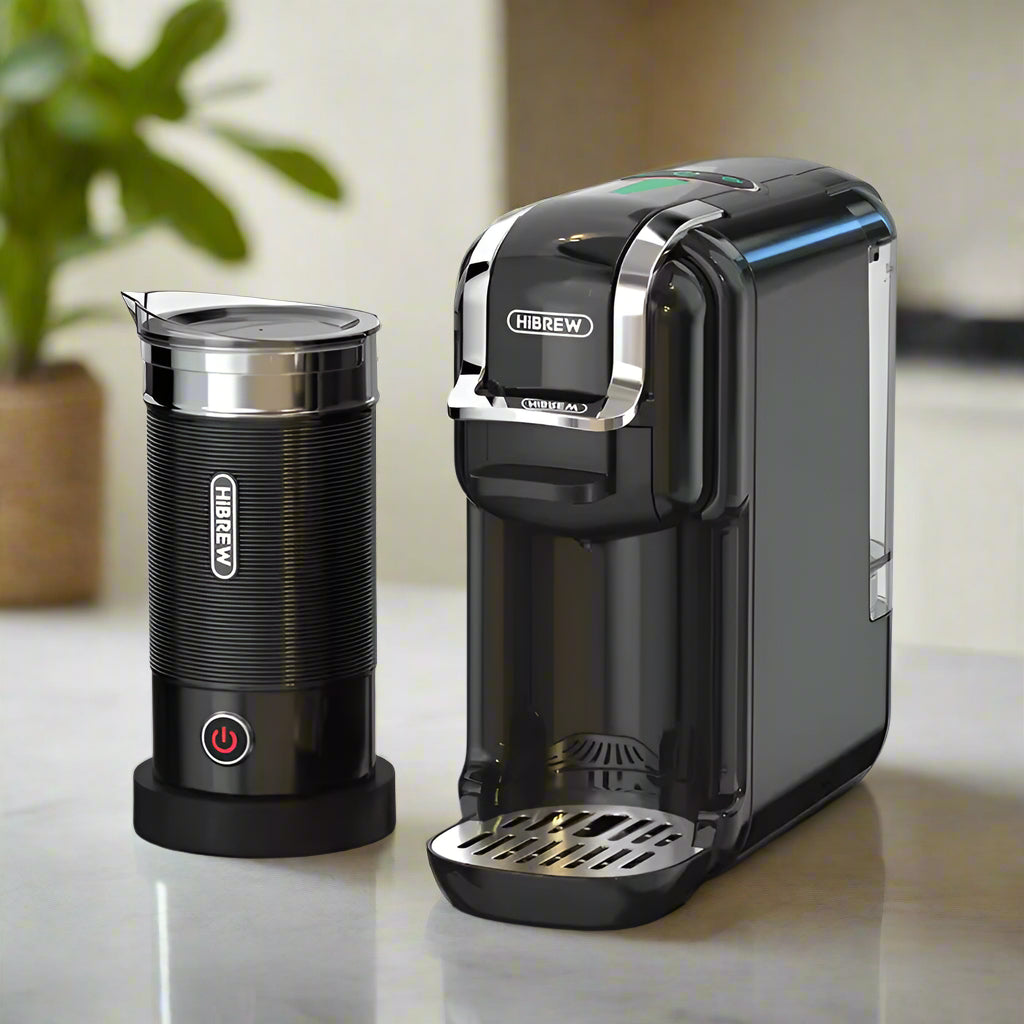 5-in-1 Kaffeemaschine – 20-Bar Mehrfachkapselbrüher mit Milchaufschäumer