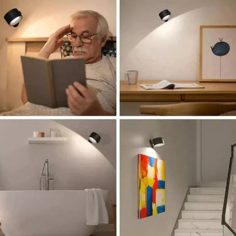 Wandlampe 360° Kabellos - LED Wiederaufladbar und Drehbar mit Touch-Bedienung