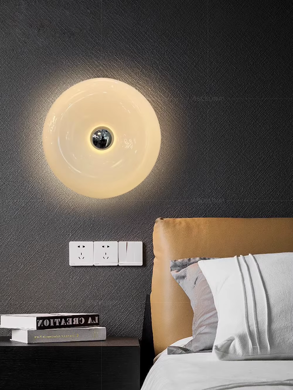 RoyaleGlow Moderne Donut Glas Wandlampe – Tricolor Dimmbar LED Wandleuchte für stilvolle Wohnkultur