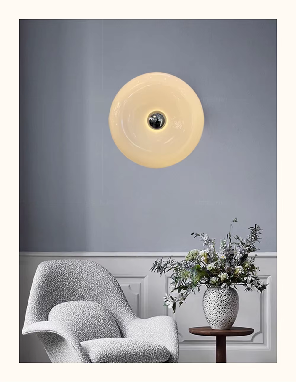 RoyaleGlow Moderne Donut Glas Wandlampe – Tricolor Dimmbar LED Wandleuchte für stilvolle Wohnkultur
