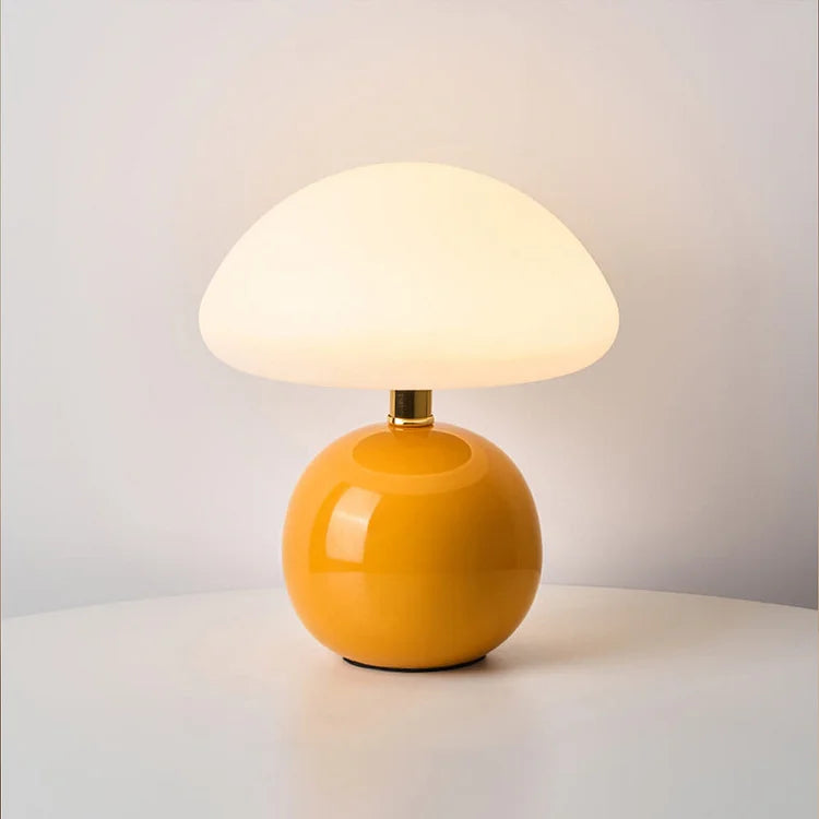 Lampe French Cream Mushroom - Design Retro aus Keramik und PVC, LED einstellbar
