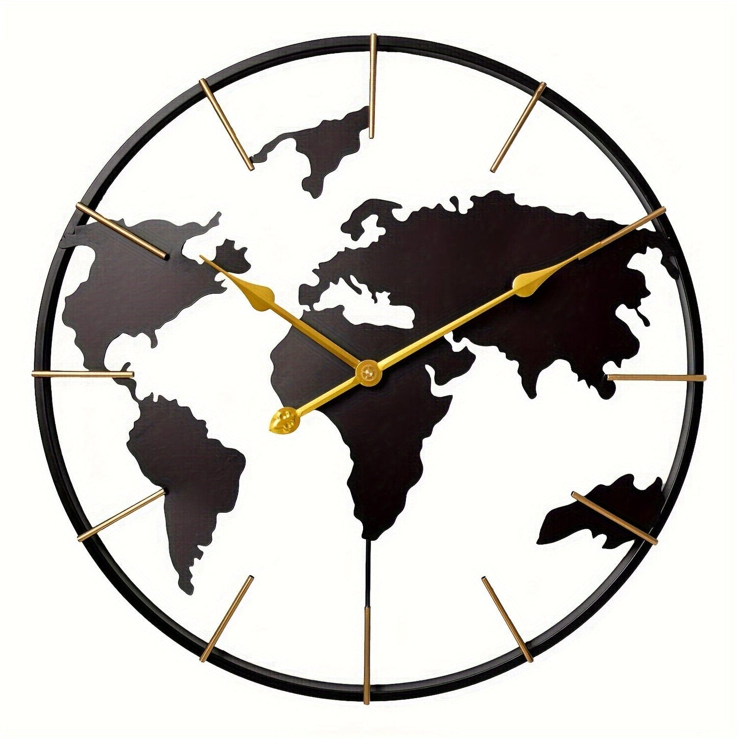 Große Weltkarte Wanduhr - Stille Metall Design Uhr
