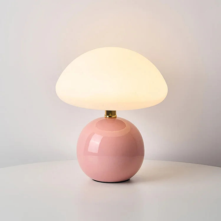 Lampe French Cream Mushroom - Design Retro aus Keramik und PVC, LED einstellbar