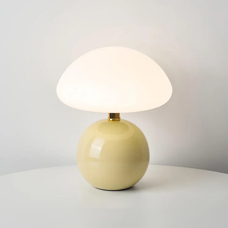Lampe French Cream Mushroom - Design Retro aus Keramik und PVC, LED einstellbar