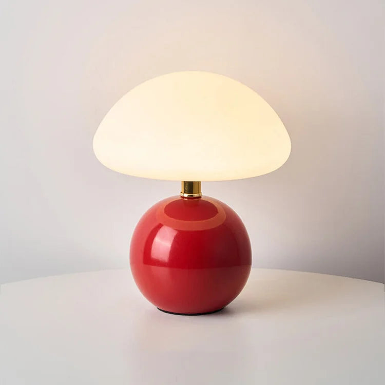 Lampe French Cream Mushroom - Design Retro aus Keramik und PVC, LED einstellbar