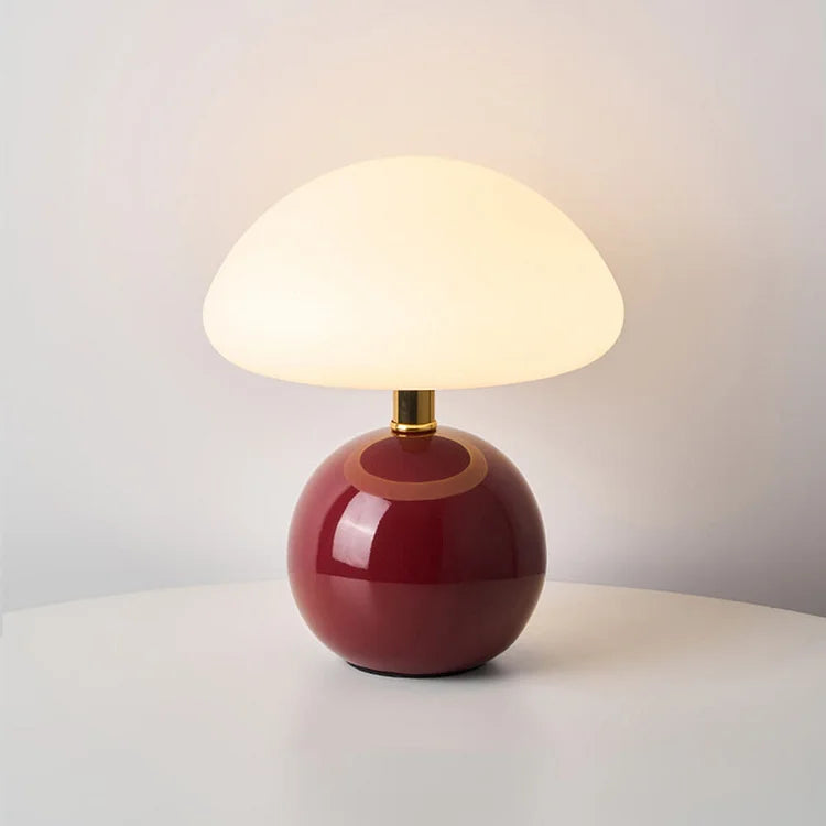 Lampe French Cream Mushroom - Design Retro aus Keramik und PVC, LED einstellbar