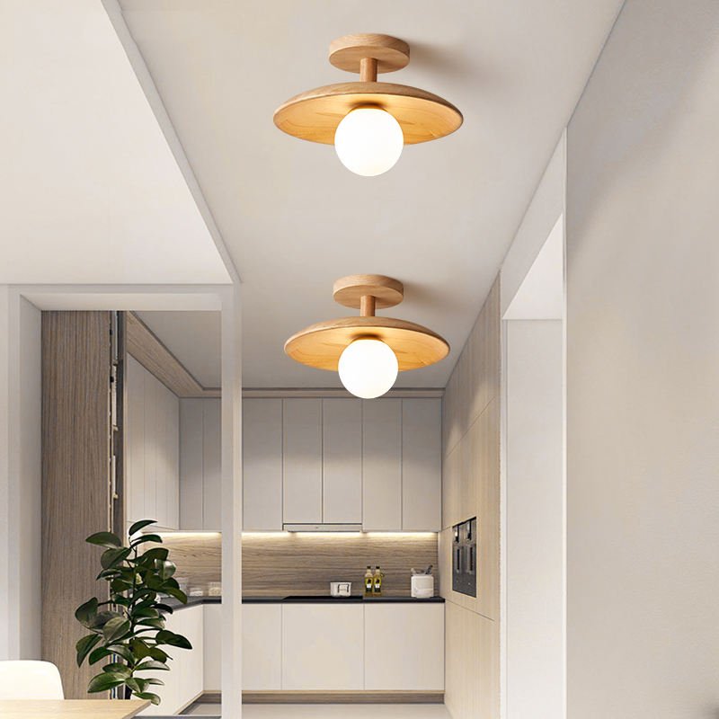 Minimalistische Holz-Deckenleuchte Im Japanischen Stil