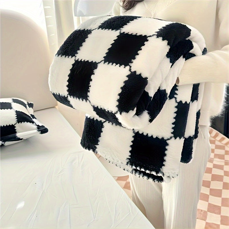 Garduru Flanell Plaid Decke – Rot/Weiß oder Schwarz/Weiß, Waschbar