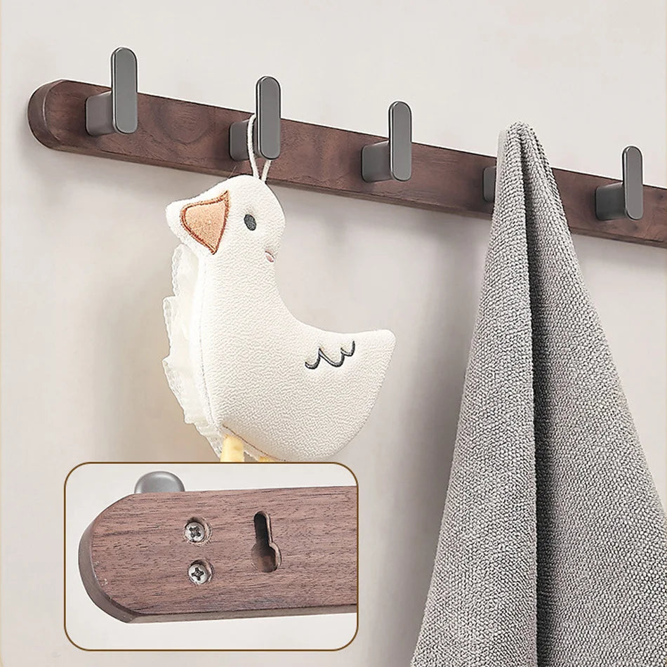 Walnuss Holz Aluminium 3-5 Reihen Wandhaken Badezimmer Handtuchhalter